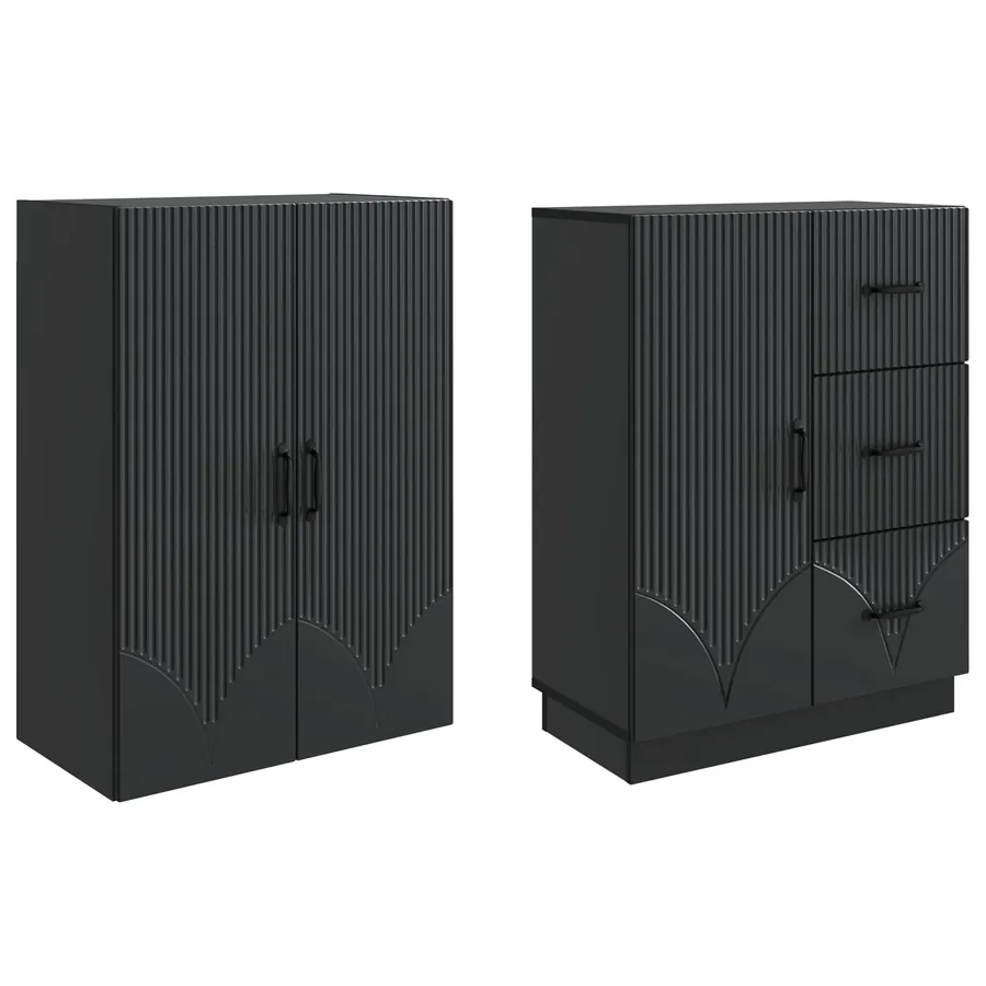 Ensemble de Meubles 2 pcs Noir Bois d'ingénierie - 4