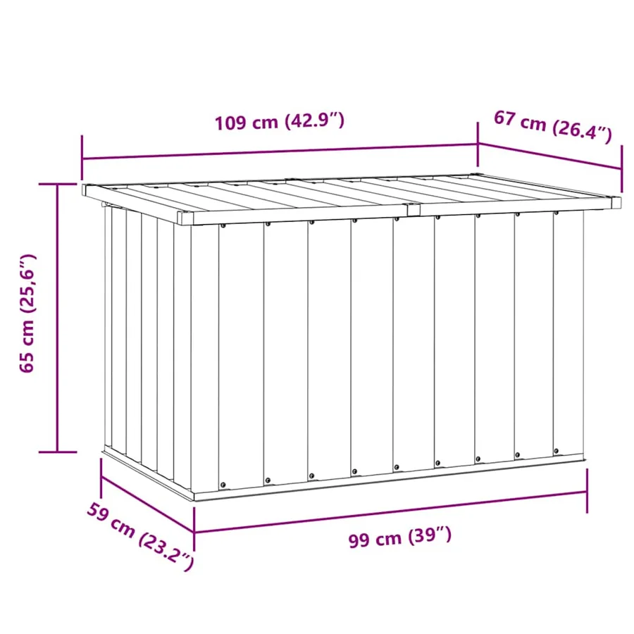 Coffre de rangement de jardin Marron 109x67x65 cm - 12