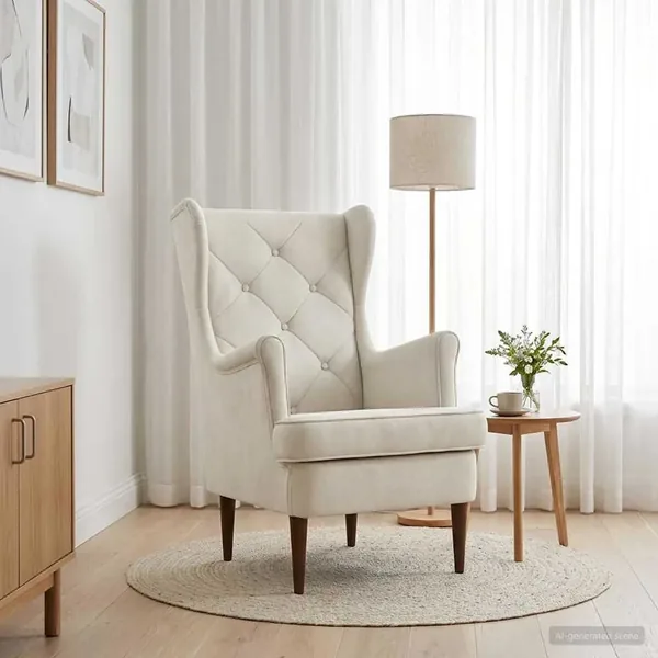 Fauteuil Crème Velours
