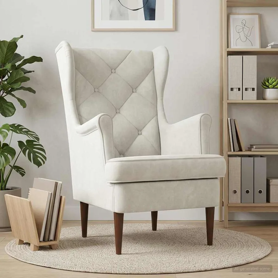 Fauteuil Crème Velours - 3