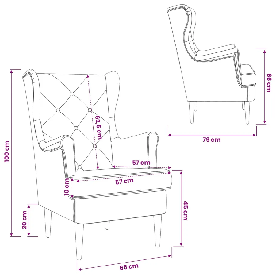 Fauteuil Crème Velours - 8