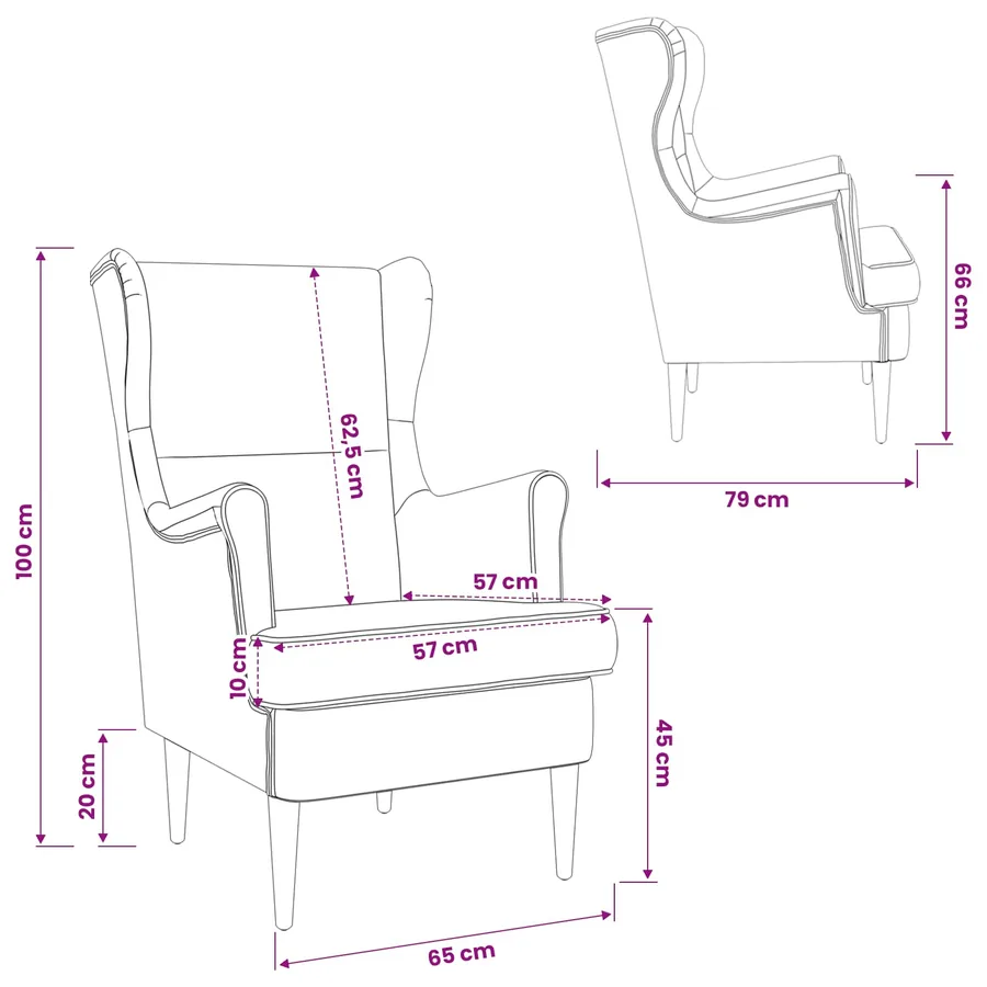 fauteuil Bordeaux tissu - 8