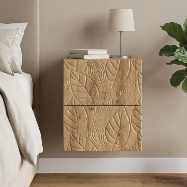 Cabinet de chevet mural Chêne artisanal 34,5 x 33 x 40 cm