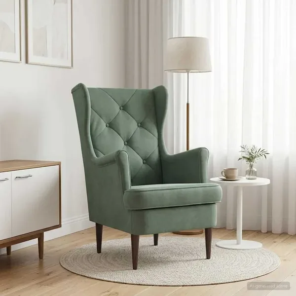 Fauteuil Vert Mer Velours
