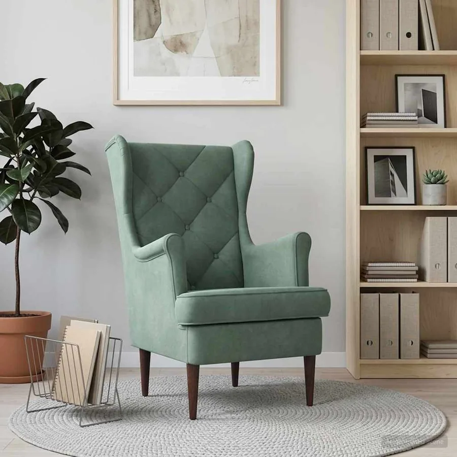 Fauteuil Vert Mer Velours - 3