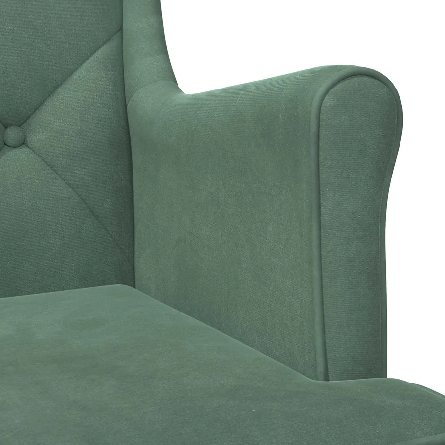 Fauteuil Vert Mer Velours - 7