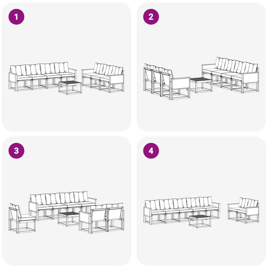 Ensemble de canapés d'extérieur 8 pcs Naturel et Crème - 7