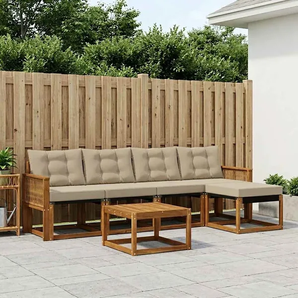 Ensemble de canapés d'extérieur 6 pcs Naturel et Beige