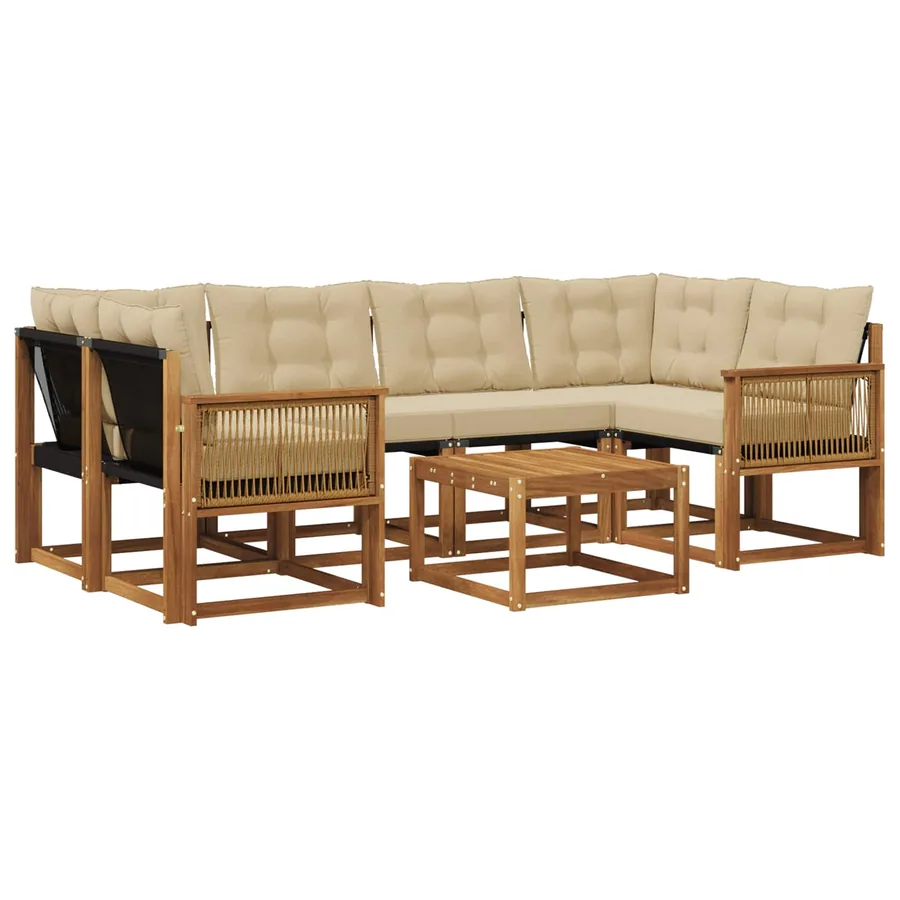 Ensemble de canapés d'extérieur 7 pcs Naturel et Beige - 2