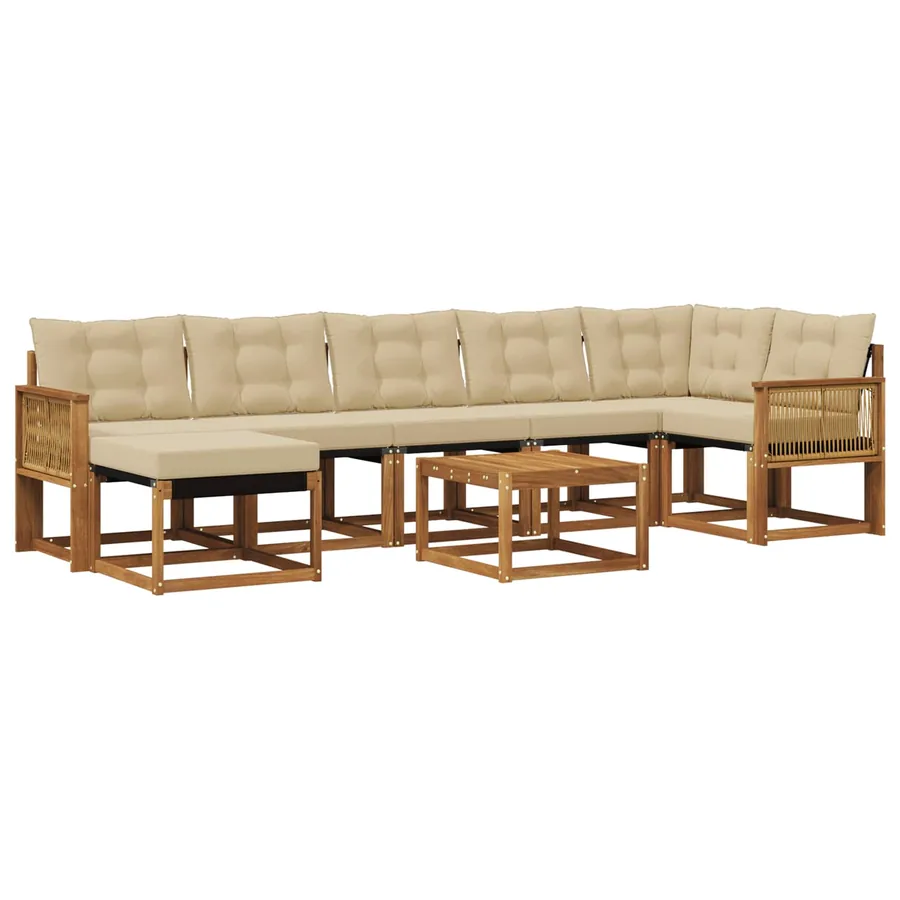 Ensemble de canapés d'extérieur 8 pcs Naturel et Beige - 2