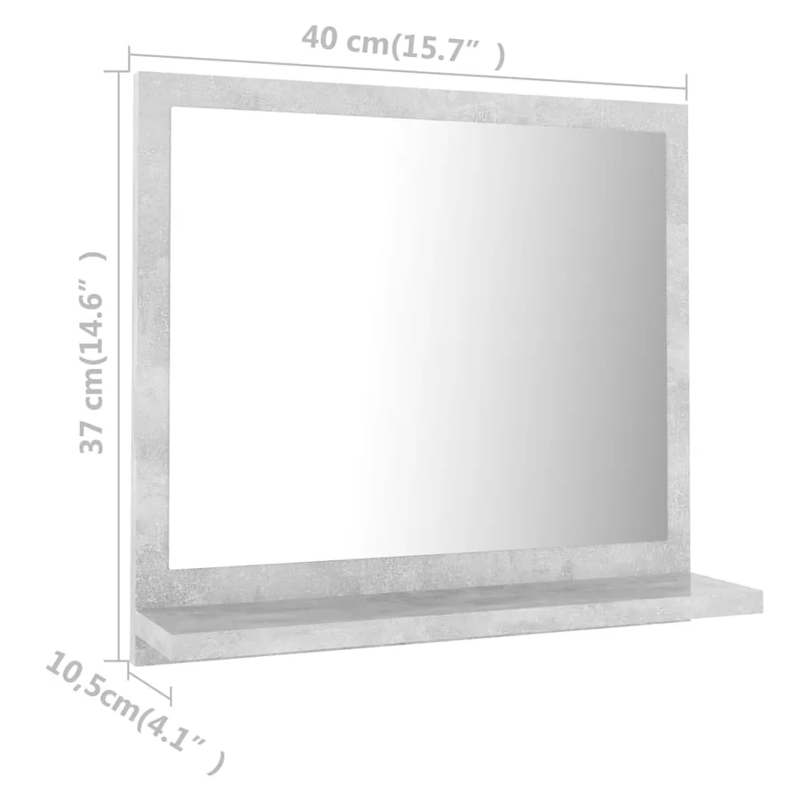 Miroir de salle de bain Gris béton 40x10,5x37cm Bois ingénierie - 7