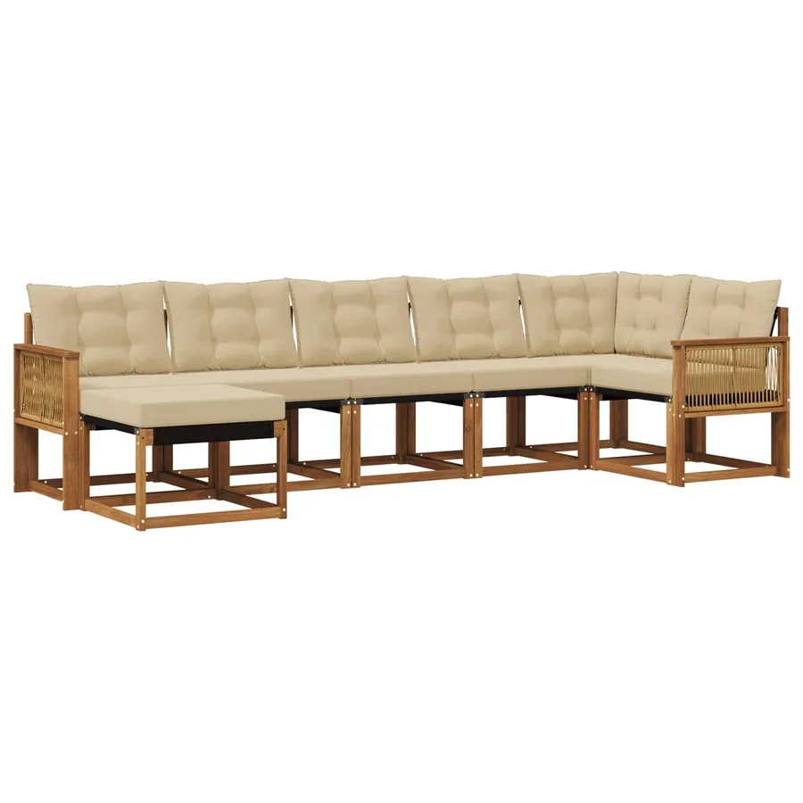 Ensemble de canapés d'extérieur 7 pcs Naturel et Beige - 2