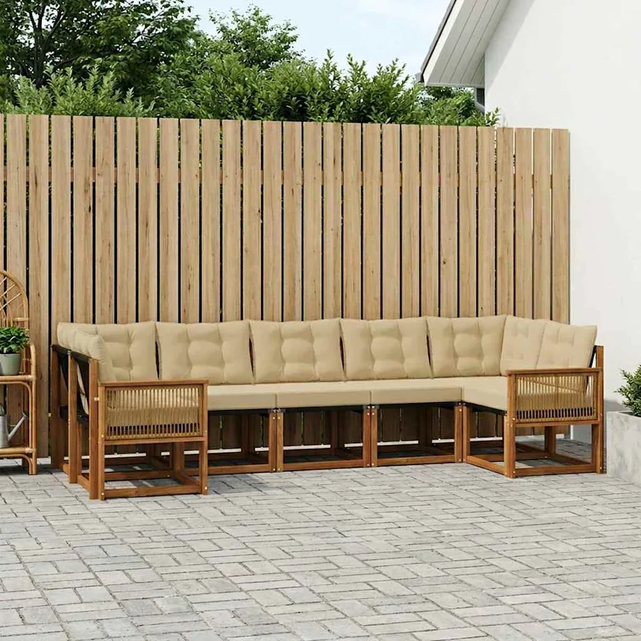 Ensemble de canapés d'extérieur 7 pcs Naturel et Beige