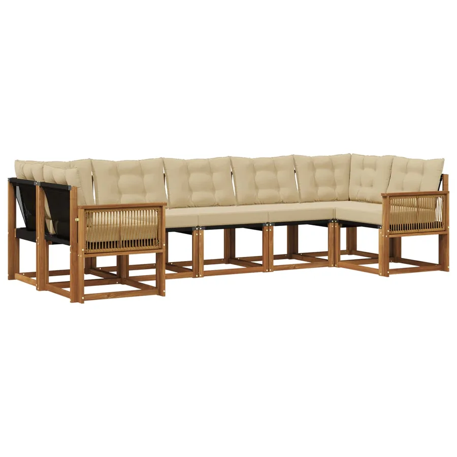 Ensemble de canapés d'extérieur 7 pcs Naturel et Beige - 2