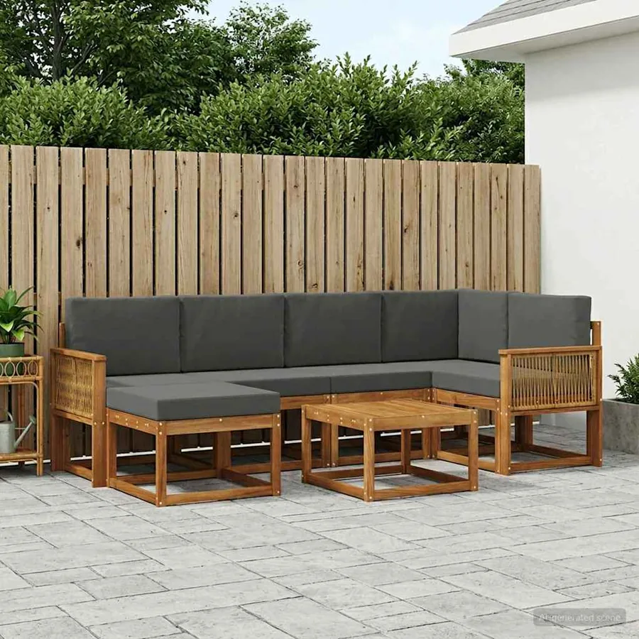 Ensemble de canapés d'extérieur 7 pcs Naturel et Anthracite