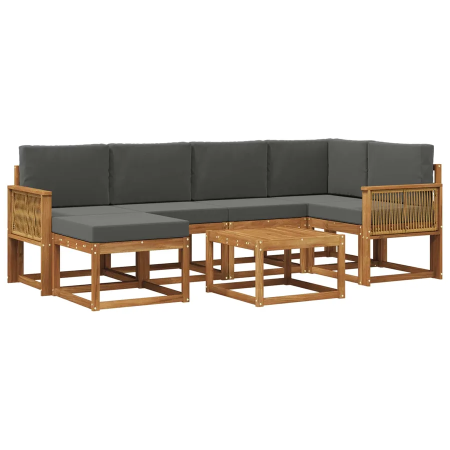 Ensemble de canapés d'extérieur 7 pcs Naturel et Anthracite - 2