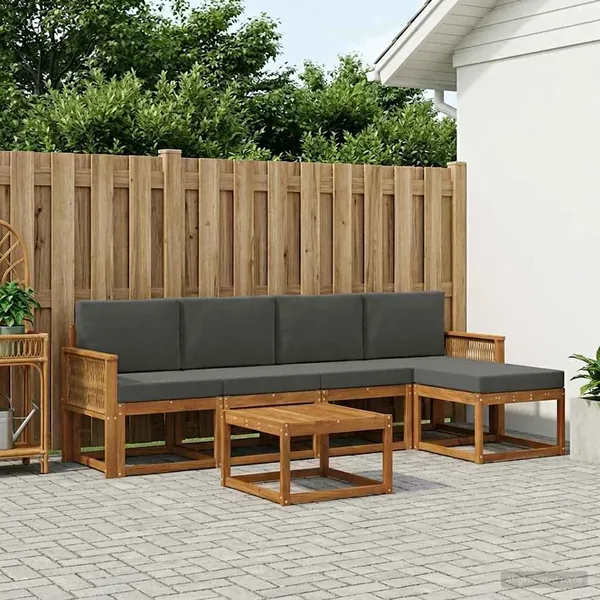 Ensemble de canapés d'extérieur 6 pcs Naturel et Anthracite