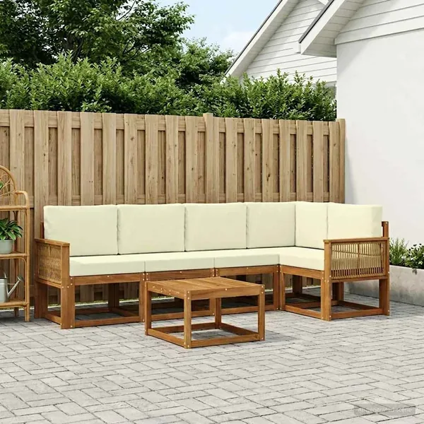 Ensemble de canapés d'extérieur 6 pcs Naturel et Crème