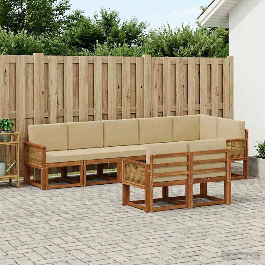 Ensemble de canapés d'extérieur 8 pcs Naturel et Beige