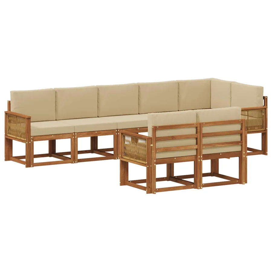 Ensemble de canapés d'extérieur 8 pcs Naturel et Beige - 2