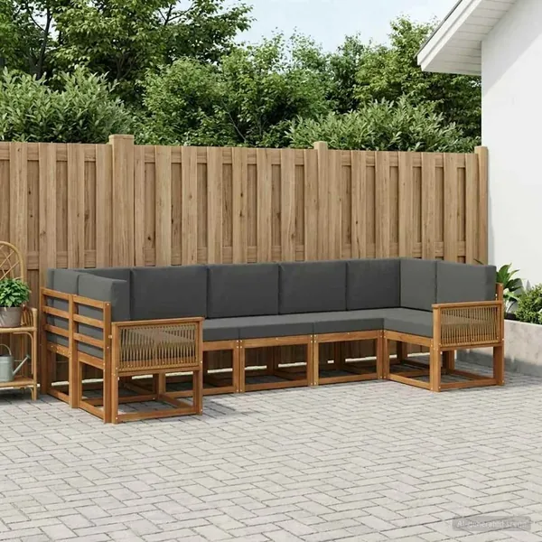 Ensemble de canapés d'extérieur 7 pc Naturel et Anthracite