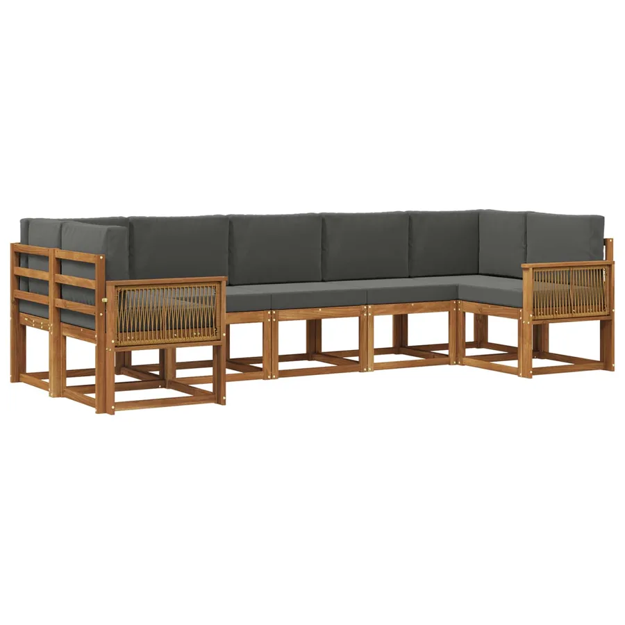 Ensemble de canapés d'extérieur 7 pc Naturel et Anthracite - 2