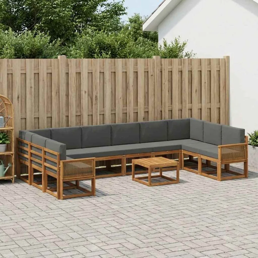 Ensemble de canapés d'extérieur 11 pcs Naturel et Anthracite