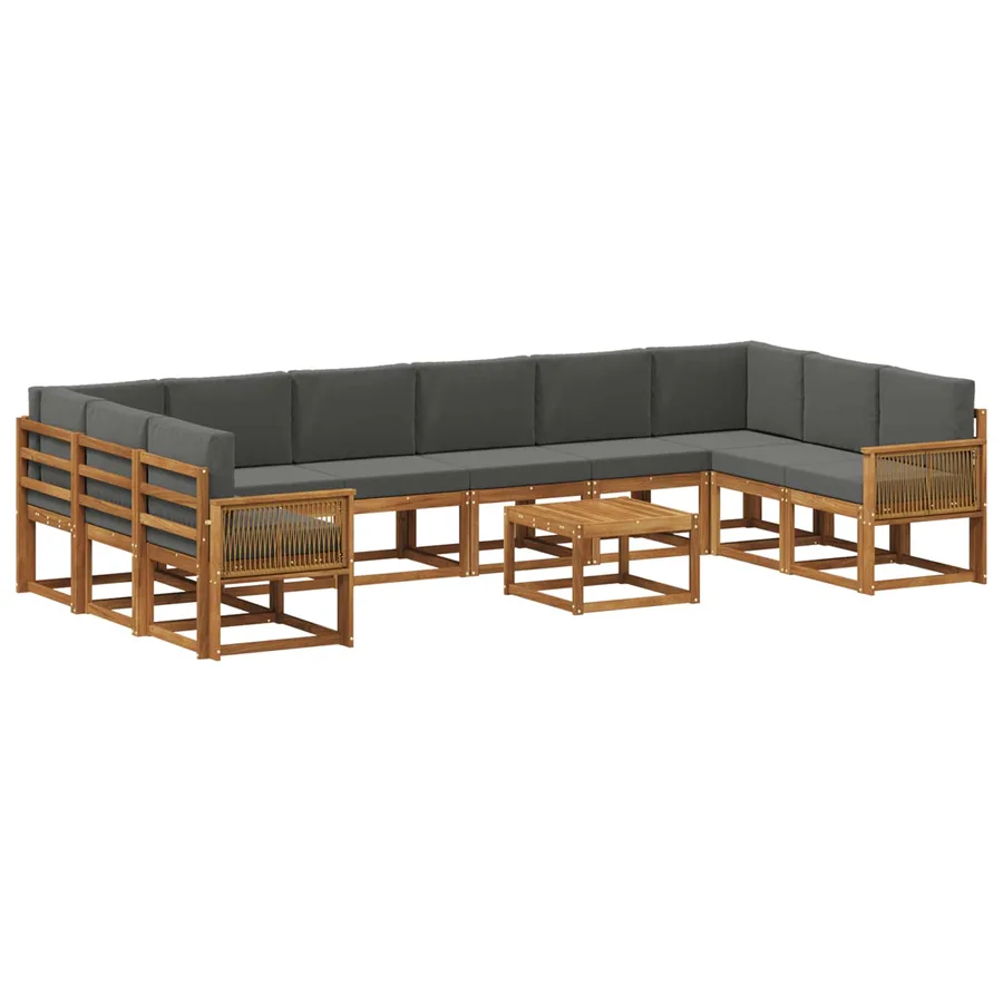 Ensemble de canapés d'extérieur 11 pcs Naturel et Anthracite - 2