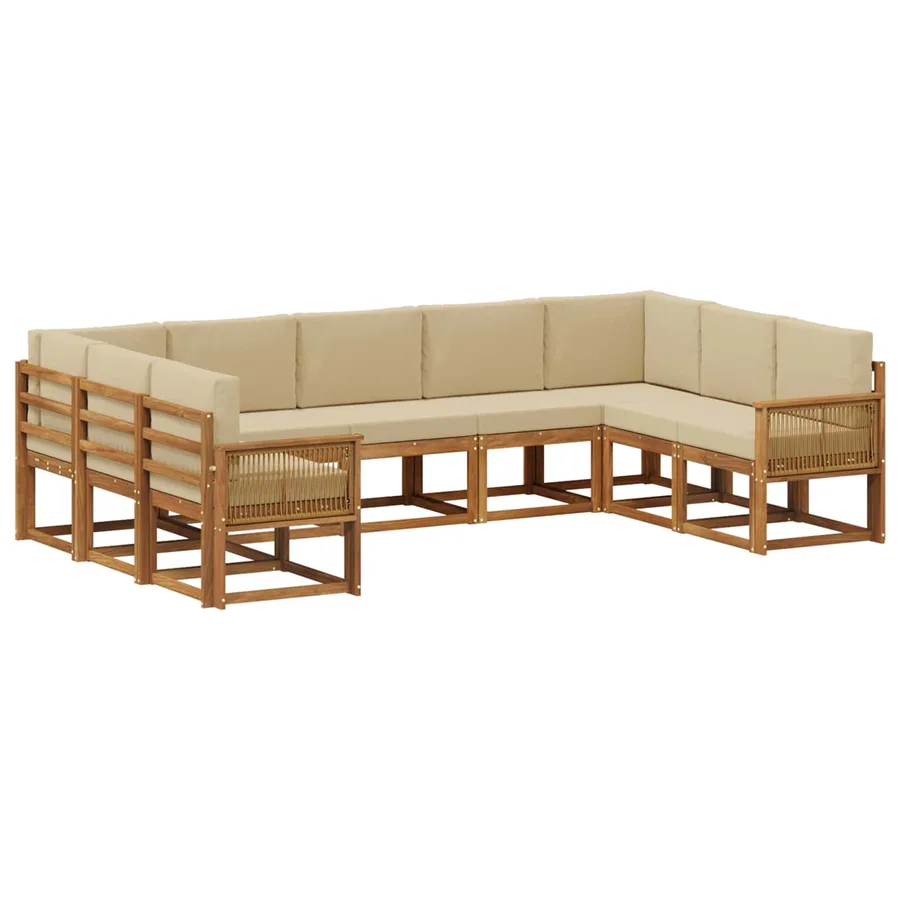 Ensemble de canapés d'extérieur 9 pcs Naturel et Beige - 2