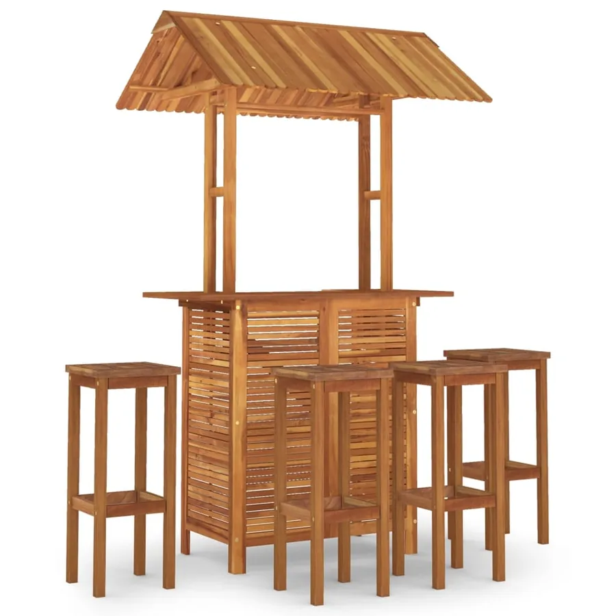 Ensemble de bar de jardin 5 pcs Bois d'acacia solide - 2
