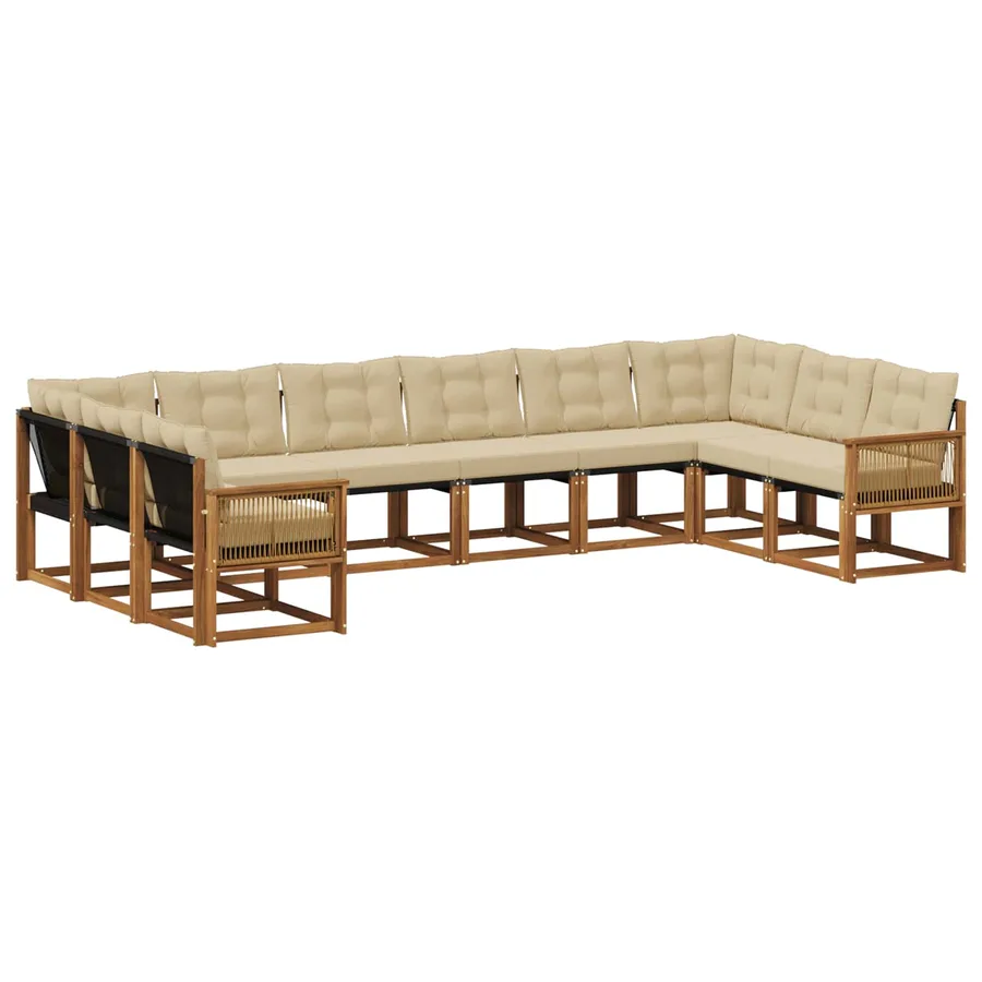 Ensemble de canapés d'extérieur 10 pcs Naturel et Beige - 2