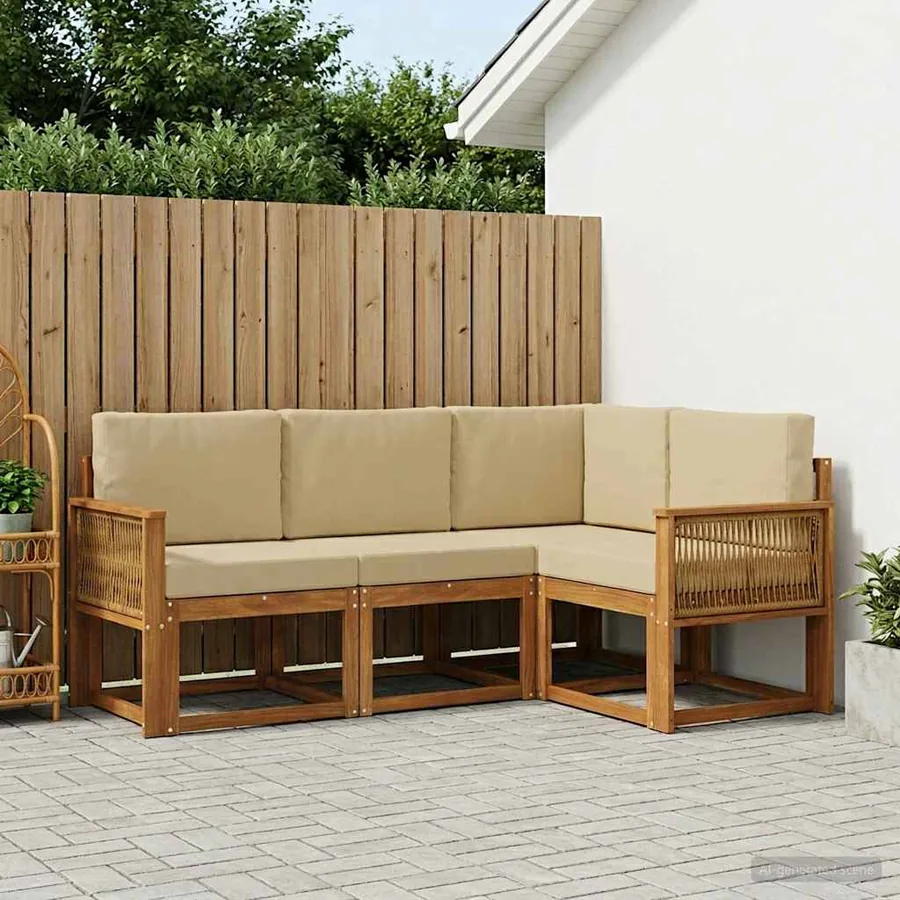 Ensemble de canapés d'extérieur 4 pcs Naturel et Beige