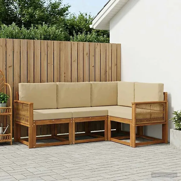 Ensemble de canapés d'extérieur 4 pcs Naturel et Beige