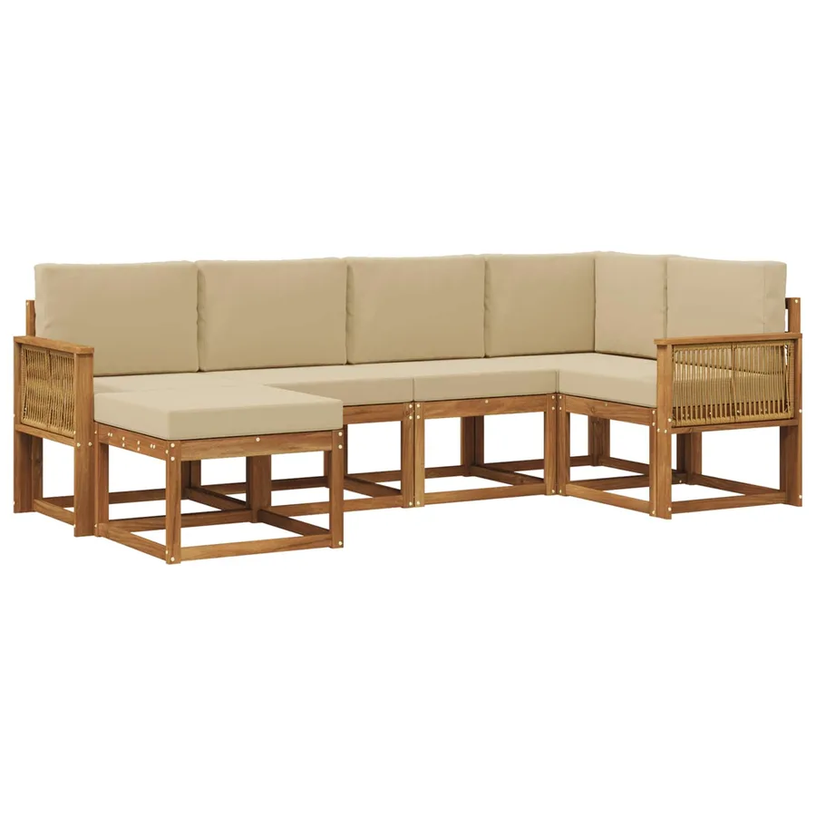Ensemble de canapés d'extérieur 6 pcs Naturel et Beige - 2