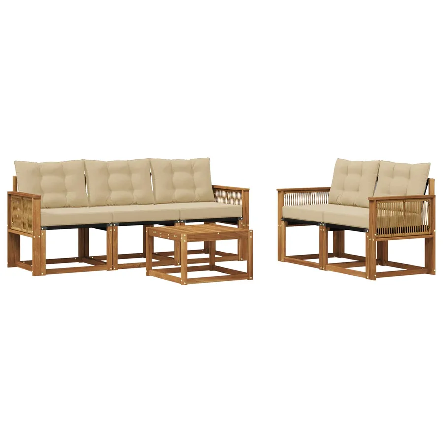 Ensemble de canapés d'extérieur 6 pcs Naturel et Beige - 2