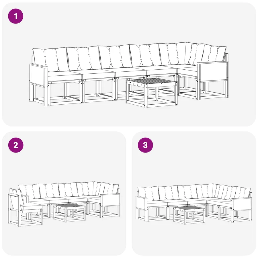 Ensemble de canapés d'extérieur 7 pcs Naturel et noir - 9