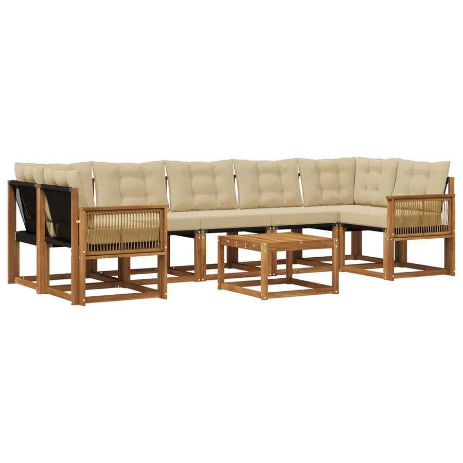 Ensemble de canapés d'extérieur 8 pcs Naturel et Beige - 2