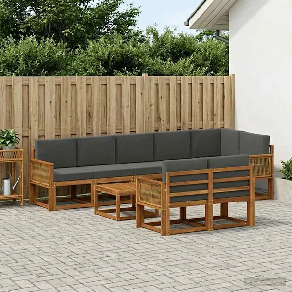 Ensemble de canapés d'extérieur 9 pcs Naturel et Anthracite