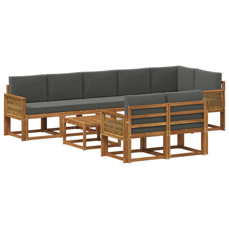Ensemble de canapés d'extérieur 9 pcs Naturel et Anthracite - 2