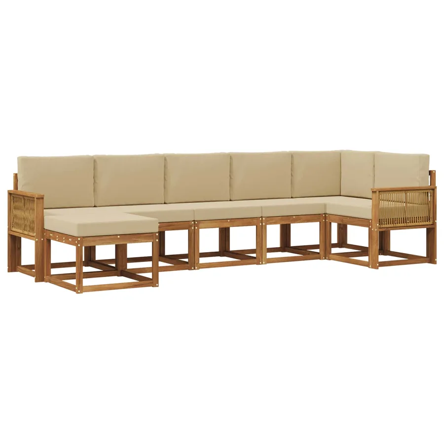 Ensemble de canapés d'extérieur 7 pcs Naturel et Beige - 2