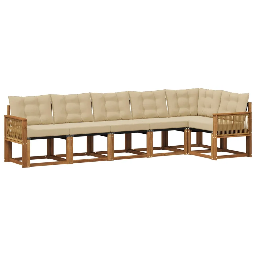 Ensemble de canapés d'extérieur 6 pcs Naturel et Beige - 2