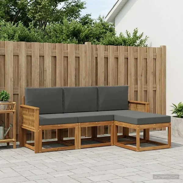 Ensemble de canapés d'extérieur 4 pcs Naturel et Anthracite