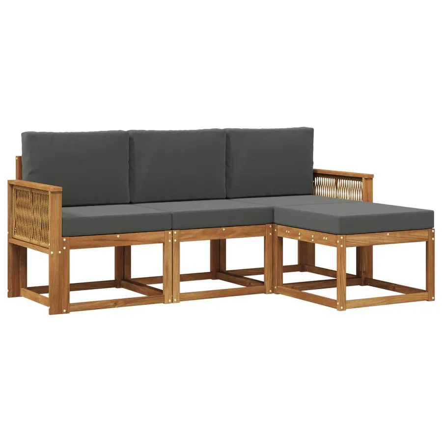 Ensemble de canapés d'extérieur 4 pcs Naturel et Anthracite - 2