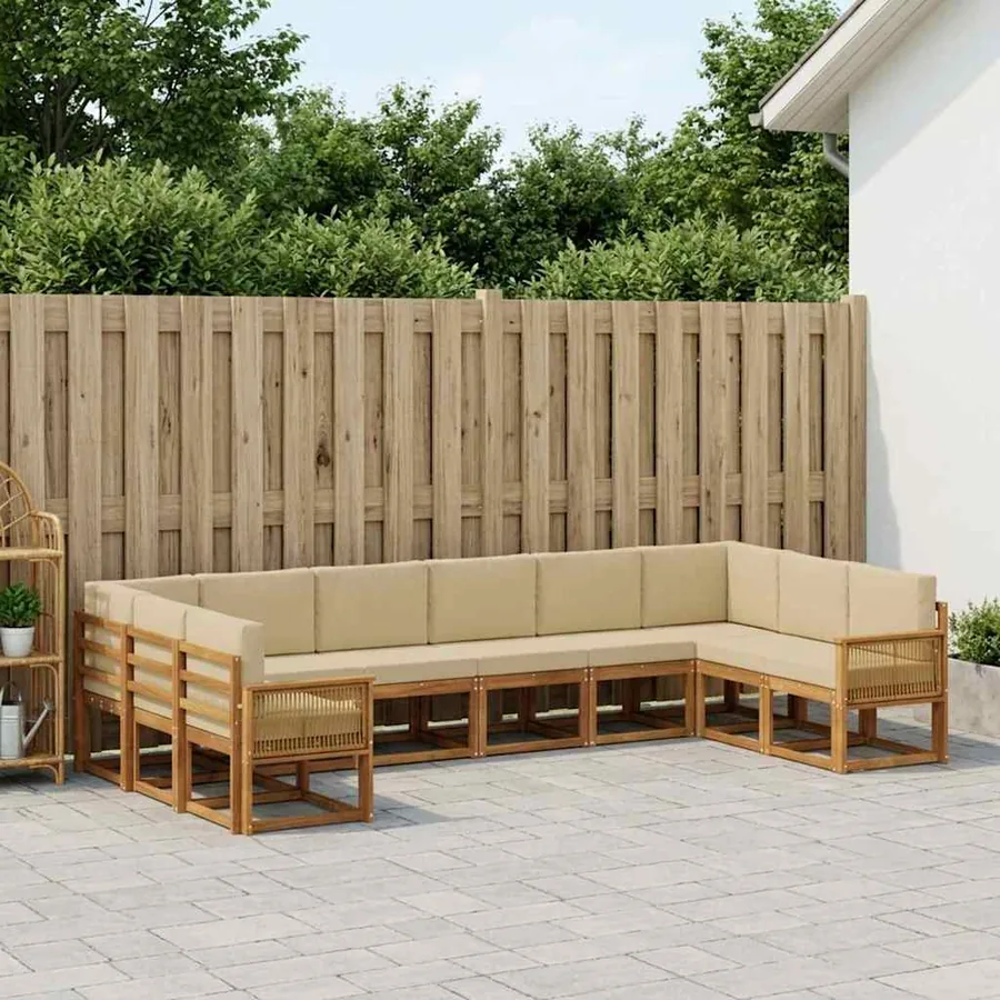 Ensemble de canapés d'extérieur 10 pcs Naturel et Beige