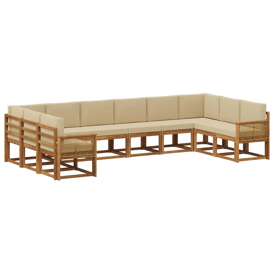 Ensemble de canapés d'extérieur 10 pcs Naturel et Beige - 2