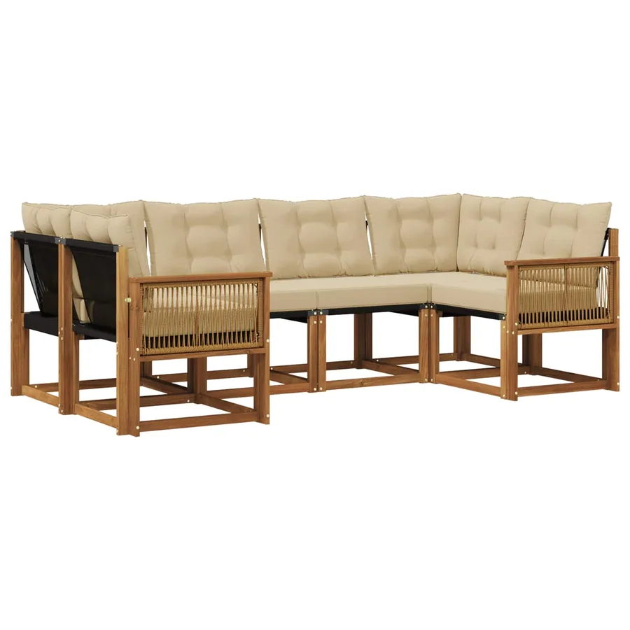 Ensemble de canapés d'extérieur 6 pcs Naturel et Beige - 2