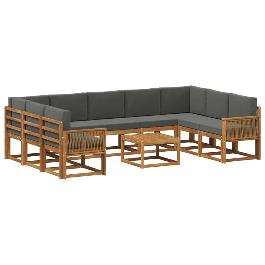 Ensemble de canapés d'extérieur 10 pcs Naturel et Anthracite - 2