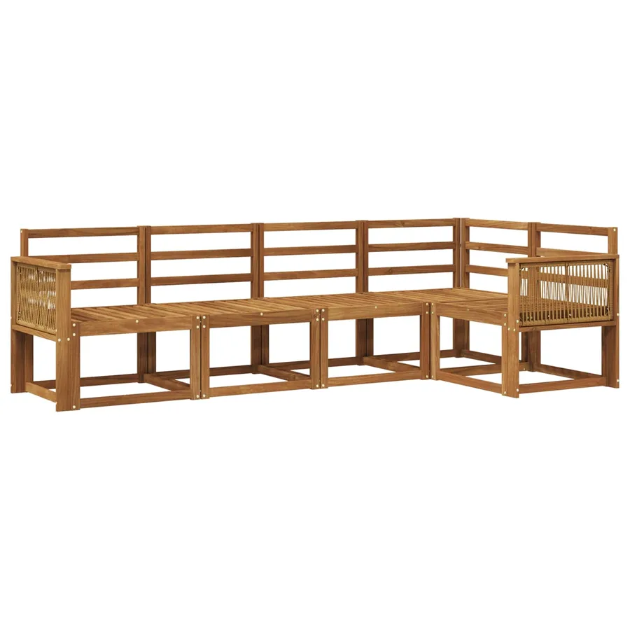 Ensemble de canapés d'extérieur 5 pcs Naturel - 2