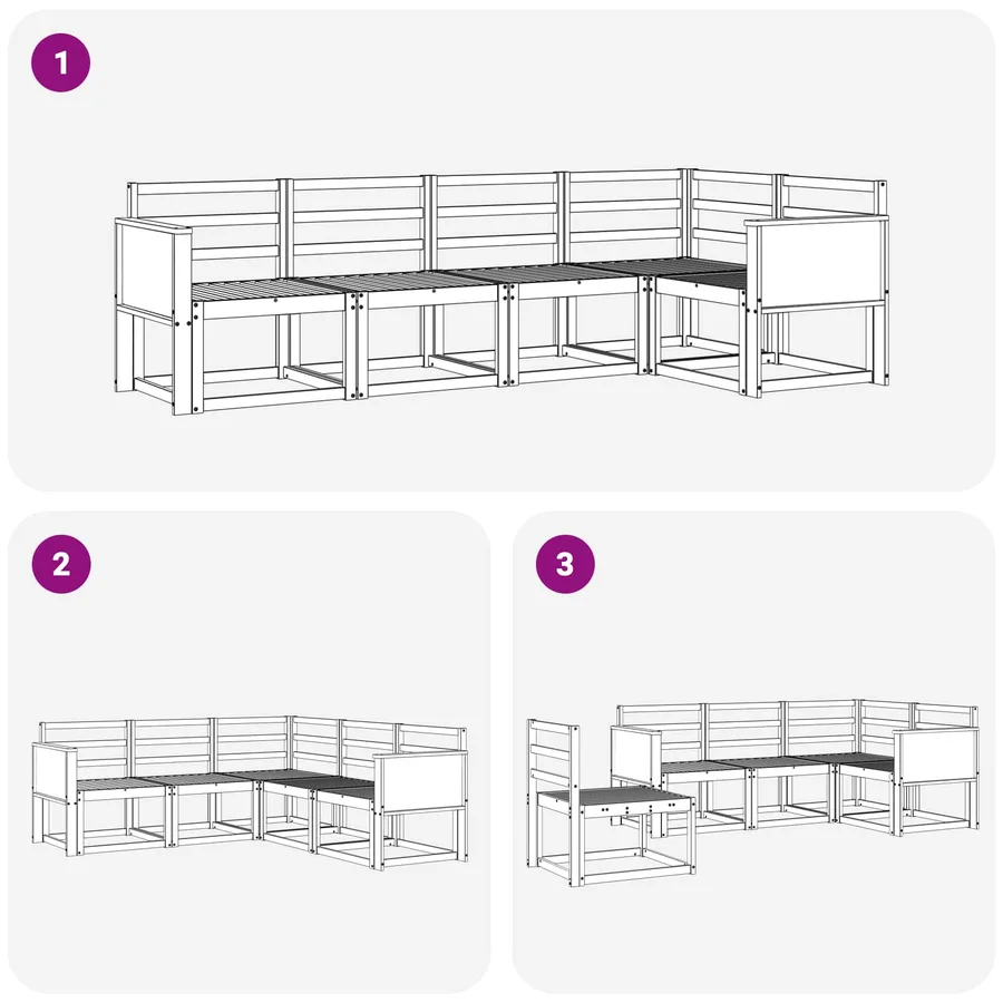 Ensemble de canapés d'extérieur 5 pcs Naturel - 6