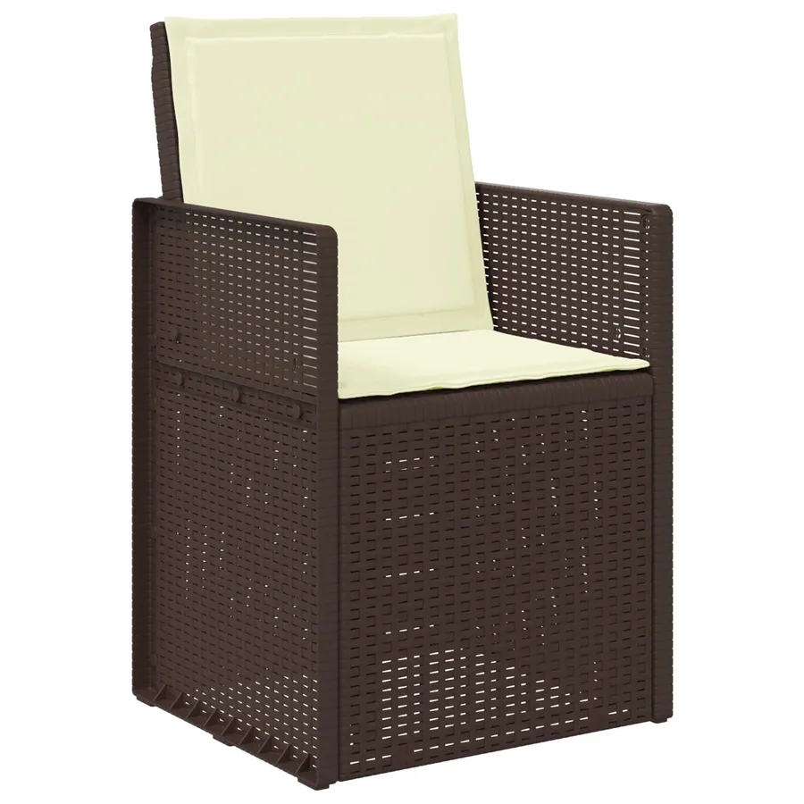 Ensemble de salle à manger pour jardin 9 pcs Marron et crème PP - 6